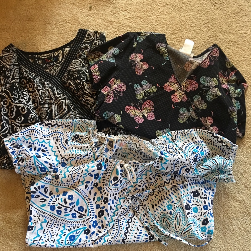 Scrub tops, size large